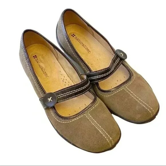 Naturalizer Mary Jane Leather Ballet Flats Round Toe Comfort Shoes Tan Brown 6 - Picture 5 of 16